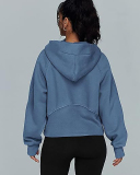Women Hot Sale Long Sleeve Zipper Front Hooded Pocket Pullover Tops S-XL