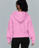 Women Hot Sale Long Sleeve Zipper Front Hooded Pocket Pullover Tops S-XL