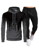 3D Printed Fashion Sports Casual Autumn Long Sleeve Hooded Top Pants Two-piece Pants Sets White Gray Army Green Red S-3XL