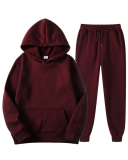 New Solid Color Pullover Pockets Hoodies Sets Two-piece Pants Sets S-3XL
