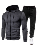New Fashion Men Sports Fitness Autumn&Winter Hooded Coat Pants Sets Two Piece Suit Blue Green Wine Red Khaki Light Gray White Blue Red Blakc S-3XL
