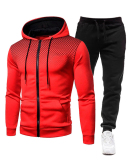 New Fashion Men Sports Fitness Autumn&Winter Hooded Coat Pants Sets Two Piece Suit Blue Green Wine Red Khaki Light Gray White Blue Red Blakc S-3XL