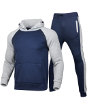 Men's Long Sleeve Colorblock Hoodies Sport Sets Two-piece Pants Sets Red Yellow Black Gray Navy Blue S-3XL