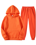 New Solid Color Pullover Pockets Hoodies Sets Two-piece Pants Sets S-3XL