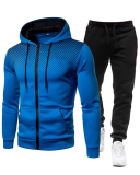 New Fashion Men Sports Fitness Autumn&Winter Hooded Coat Pants Sets Two Piece Suit Blue Green Wine Red Khaki Light Gray White Blue Red Blakc S-3XL