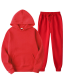 New Solid Color Pullover Pockets Hoodies Sets Two-piece Pants Sets S-3XL