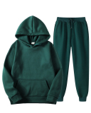 New Solid Color Pullover Pockets Hoodies Sets Two-piece Pants Sets S-3XL