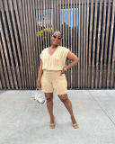 Sleeveless Sweater Knitted Women Two Piece Short Outfits