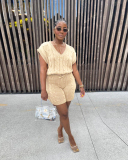 Sleeveless Sweater Knitted Women Two Piece Short Outfits