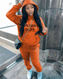 Long Sleeve Women Letter Printed Two Piece Pant Set S-5XL