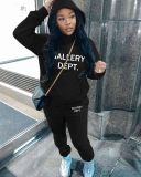 Long Sleeve Women Letter Printed Two Piece Pant Set S-5XL
