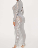 High  Neck Women Long Maxi Dress S-XL
