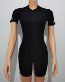 Woman High Neck Summer Short Sleeve High Elastic Lucky Rompers