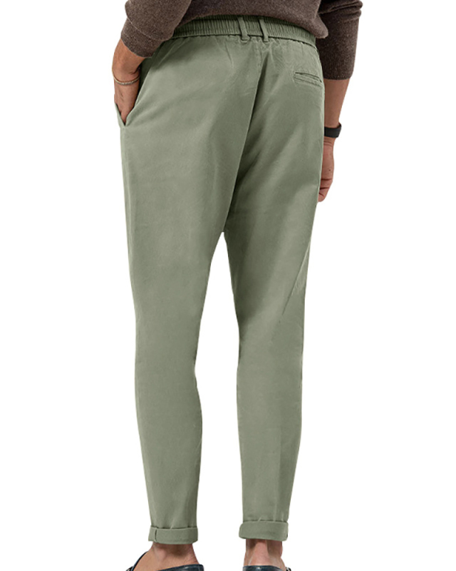 Men Business Casual Spring Autumn Solid Color Pants White Black Green Khaki Blue Apricot Gray S-3XL