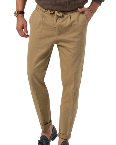 Men Business Casual Spring Autumn Solid Color Pants White Black Green Khaki Blue Apricot Gray S-3XL