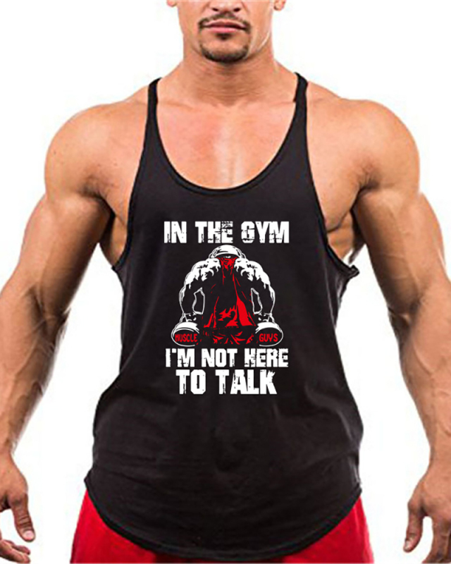 Fashion Printed Men's I-Back Sleeveless In the GYM Sports Vest White Yellow Red Gray Black Blue M-2XL