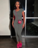 Short Sleeve Sporty Women Jumpsuit  S-L