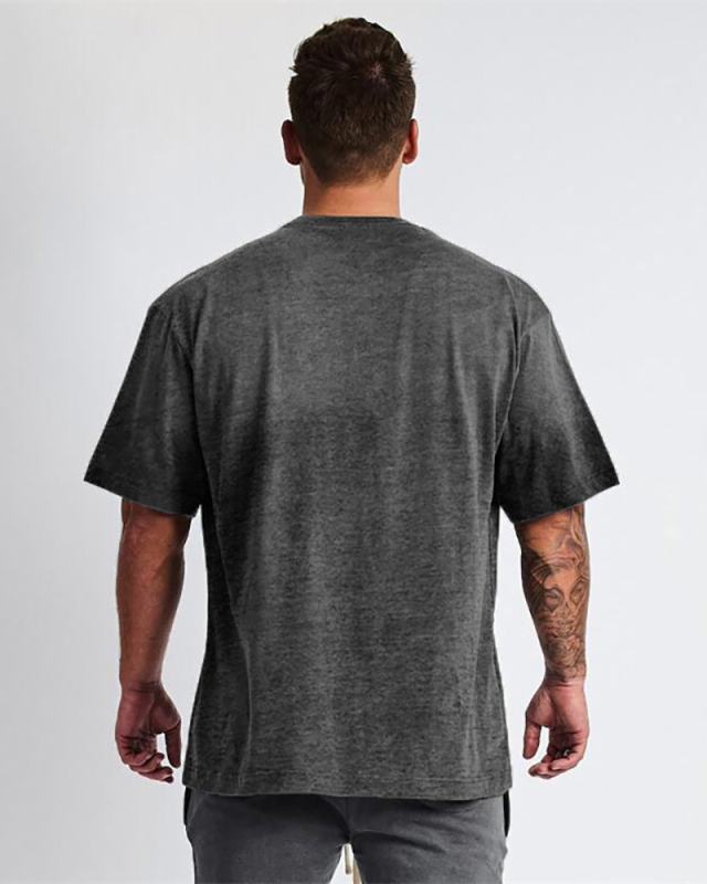 Men's Breathable Plus Size Solid Color Loose Fitness GYM Sports Short Sleeve T-shirt White Black Gray M-2XL