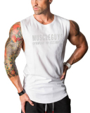Muscle Guys GYM Wear Hot Sale Men's Training Tops Sleeveless Vest White Red Gray Black Blue M-2XL