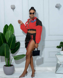 Digital Printed Long Sleeve Fashion Street Style Two Piece Skirt Set S-XXL