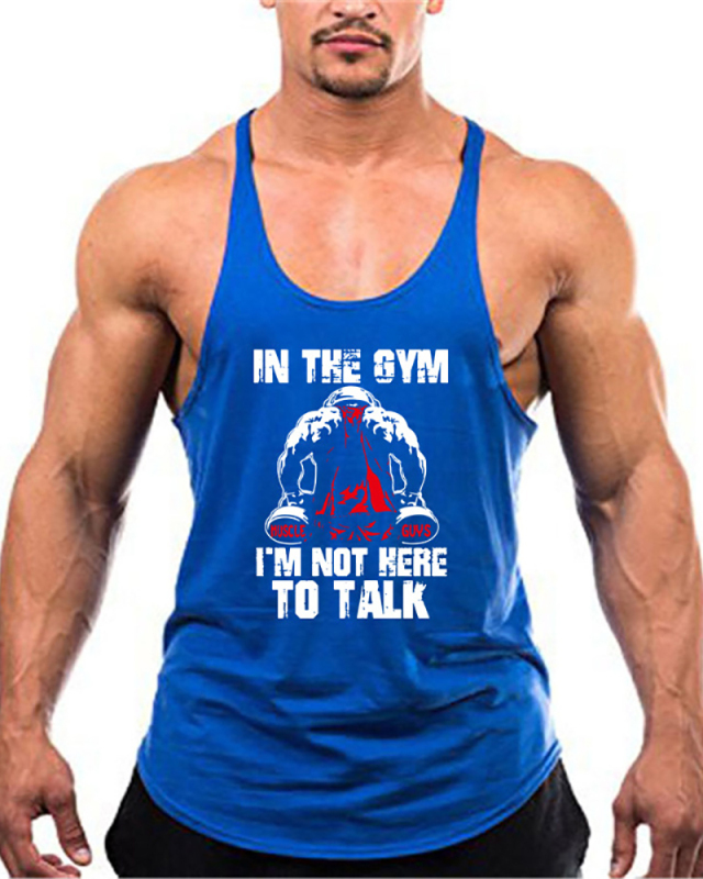 Fashion Printed Men's I-Back Sleeveless In the GYM Sports Vest White Yellow Red Gray Black Blue M-2XL