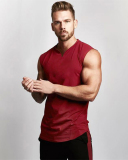 Men's Solid Color Summer V Neck Sports Vest Running Top White Gray Black Army Green Wine Red M-2XL