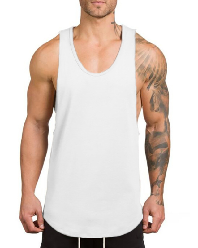 Men's Fitness Solid Color Vest Summer V Neck Training Sports Vest White Khaki Gray Green Black M-2XL