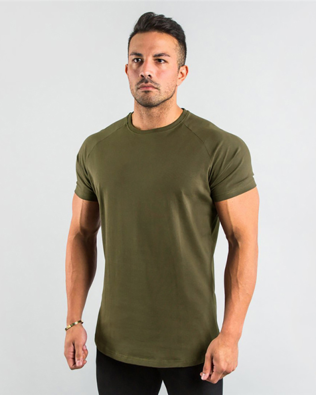 OEM Solid Color Popular Men's Short Sleeve Fitness Sports T-short White Black Deep Gray Army Green Wine Red Blue M-2XL