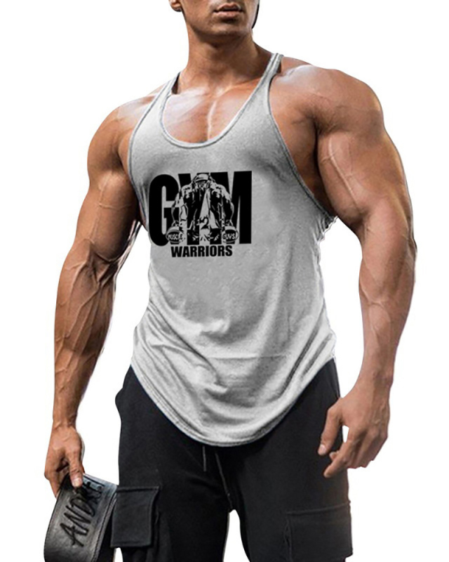 GYM Wear Fitness Sling Shoulder Fitness Men's Training Sports Top Vest White Yellow Red Gray Black Blue M-2XL