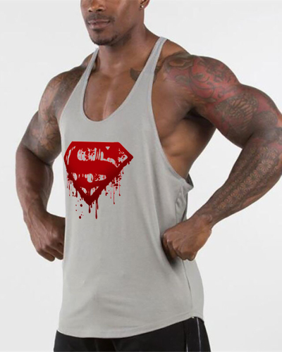Men's Fitness Super Printed Popular Vest White Yellow Gray Black Blue M-2XL