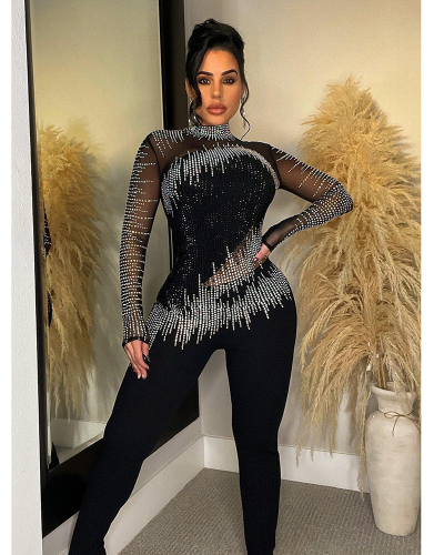 Diamond Sequin Women Autumn Fashion Jumpsuit S-XXL