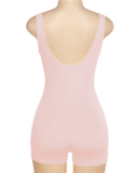 Popular Solid Color Sleeveless Square Neck Backless Slim Casual Romper Black Yellow Pink S-L