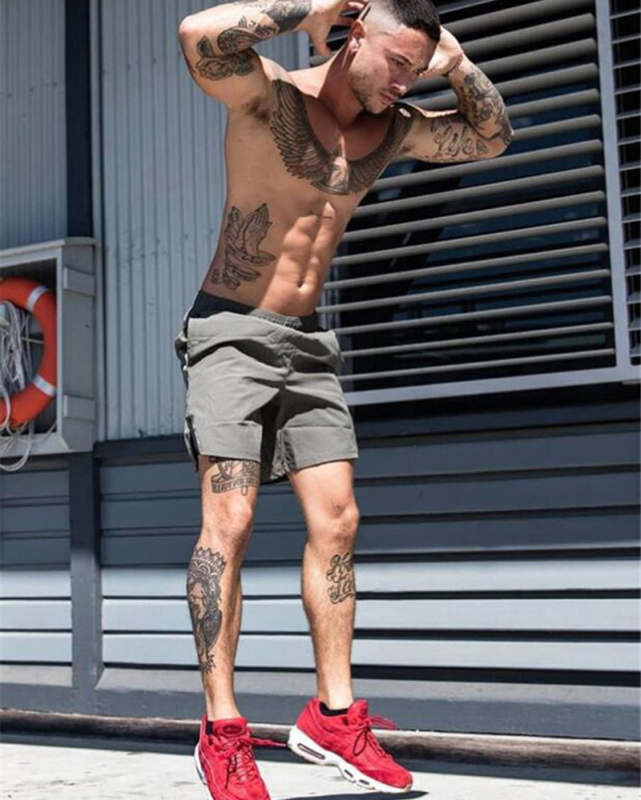 Solid Color Summer Men's Fitness Casual Quick Dry Shorts Gray Black Blue Army Green M-2XL