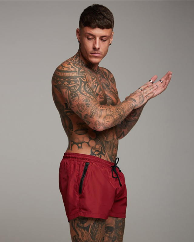 Solid Color Men's Fashion Training Comfortable Quick Dry GYM Shorts Red Black Army Green Navy Blue M-2XL