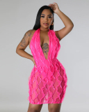 Open Back Deep V-neck Women Sexy Sleeveless Dress S-XXL