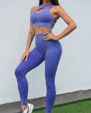Woman Sports Solid Color High Waist Seamless Pants S-L