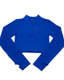 Long Sleeve Zipper Neck Classy Knit Seamless Yoga Tops S-L