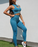 Hot Sale Hollow Out Front Zipper Bra Yoga High Waist Seamless Pants Sets S-L
