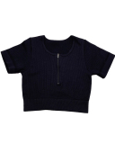 Classy Woman Short Sleeve Zipper Knit Yoga Tops S-L