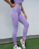 Woman Sports Solid Color High Waist Seamless Pants S-L