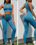 Hot Sale Hollow Out Front Zipper Bra Yoga High Waist Seamless Pants Sets S-L