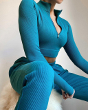Drawstring Classy Autumn Knit Seamless Yoga Pants S-L