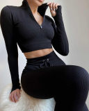 Drawstring Classy Autumn Knit Seamless Yoga Pants S-L