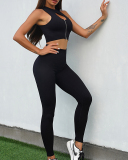 Hot Sale Hollow Out Front Zipper Bra Yoga High Waist Seamless Pants Sets S-L