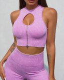 Women Hollow Out Front Sexy Zipper Yoga Bra S-L