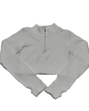 Long Sleeve Zipper Neck Classy Knit Seamless Yoga Tops S-L