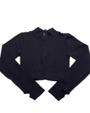 Long Sleeve Zipper Neck Classy Knit Seamless Yoga Tops S-L