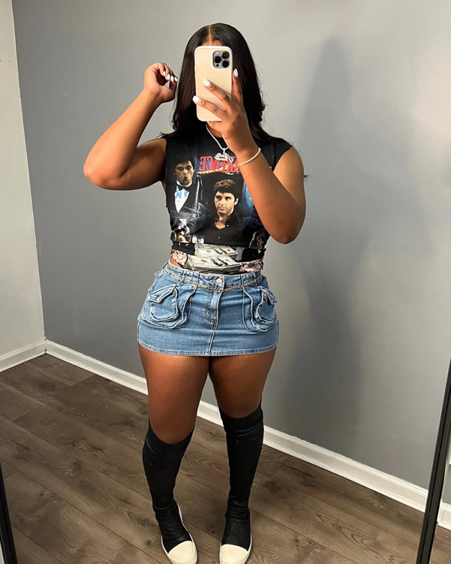 Jean Blue Short Sexy Mini Skirts S-XXL