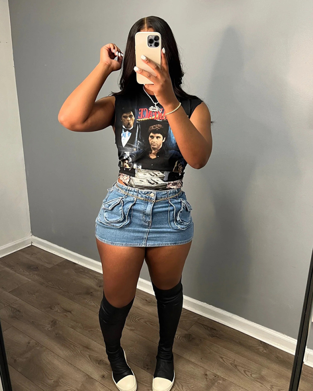 Jean Blue Short Sexy Mini Skirts S-XXL