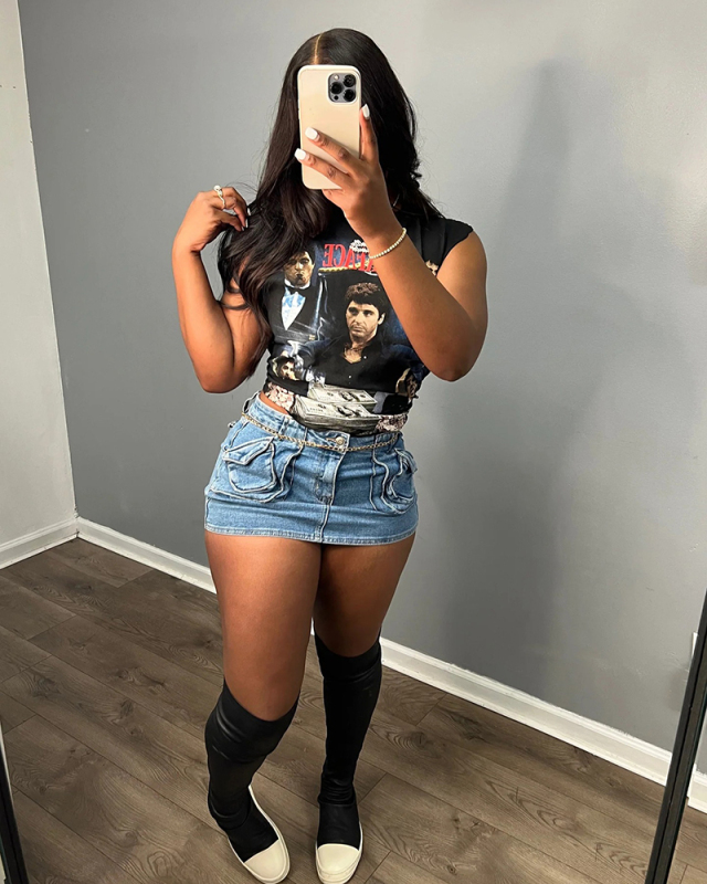 Jean Blue Short Sexy Mini Skirts S-XXL